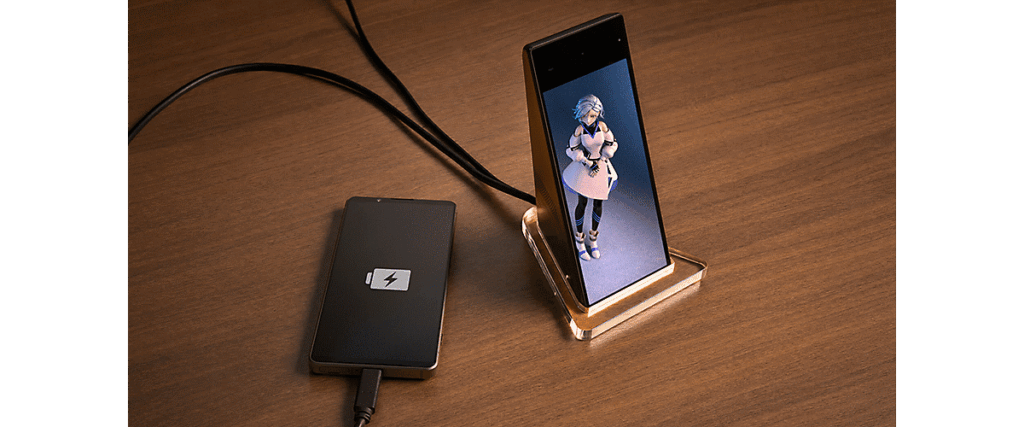 アクリルスタンドに置いたELF-MN1のデザイン